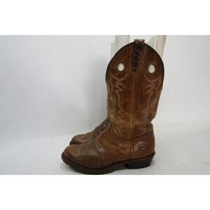 Double H Womens Sz 9.5 M Brown Leather Buckaroo Stockman Cowboy Boots